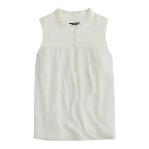 J crew Sleeveless button-front ruffleneck popover